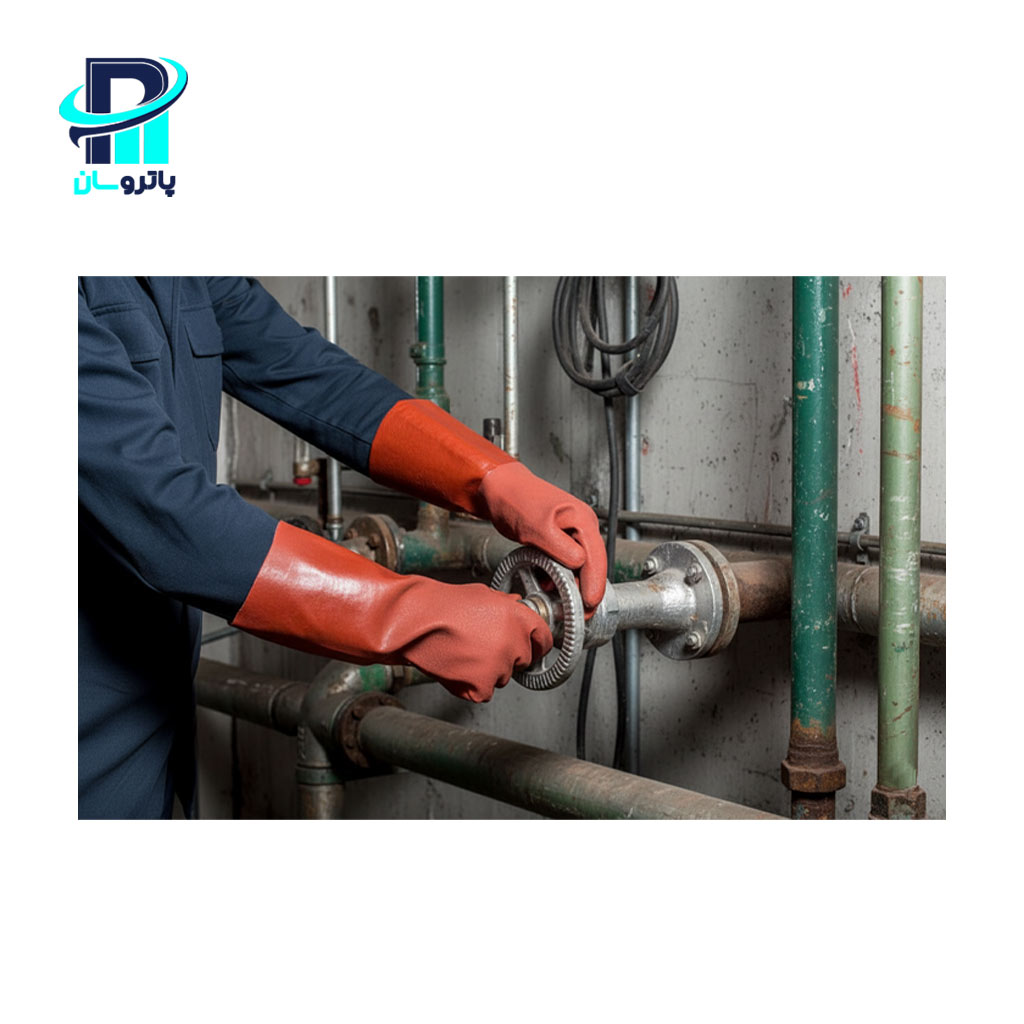 poosha-chem-pro40 دستکش ضد مواد شیمیایی پوشا مدل CHEM PRO 40 (سطح زبر و ساق بلند) - Image 1